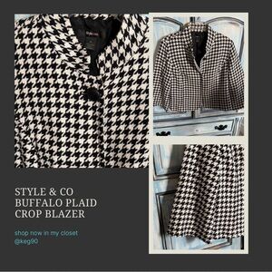 Style & Co Houndstooth Crop Blazer